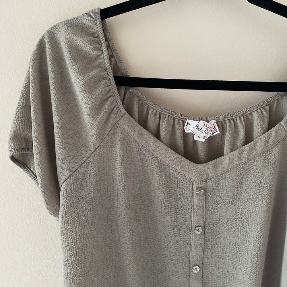 Size medium womens grayish green blouse from Pink Rose